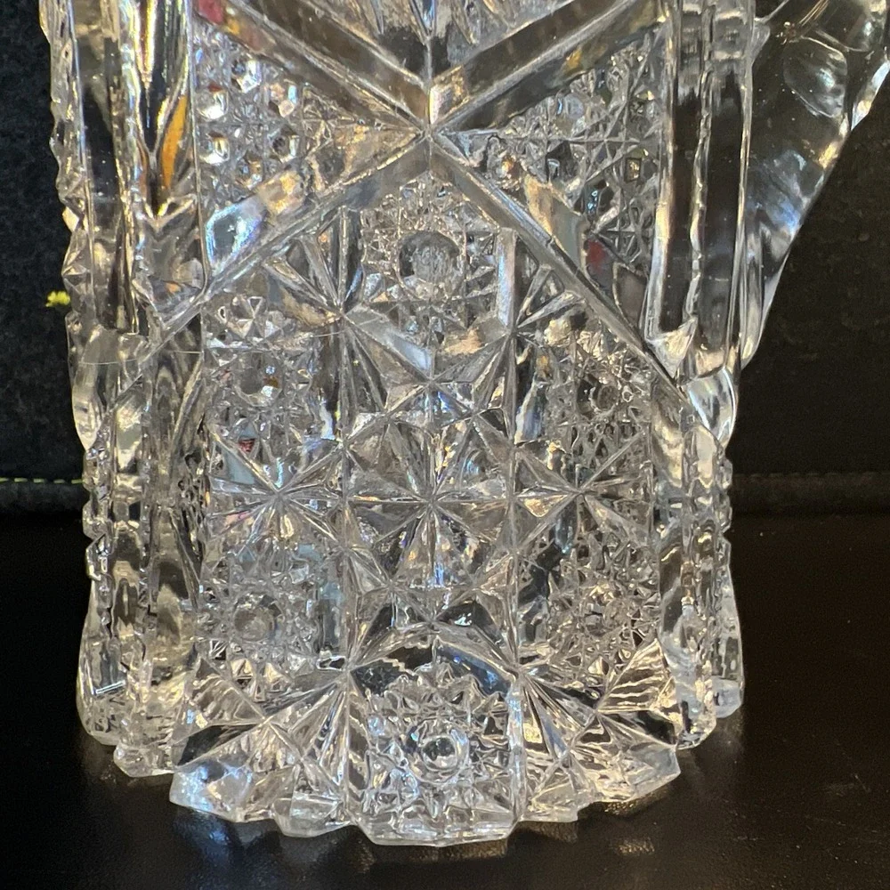 Vintage EAPG 1913 US Glass Art Cut Line Whirling Star Pitcher 7.75